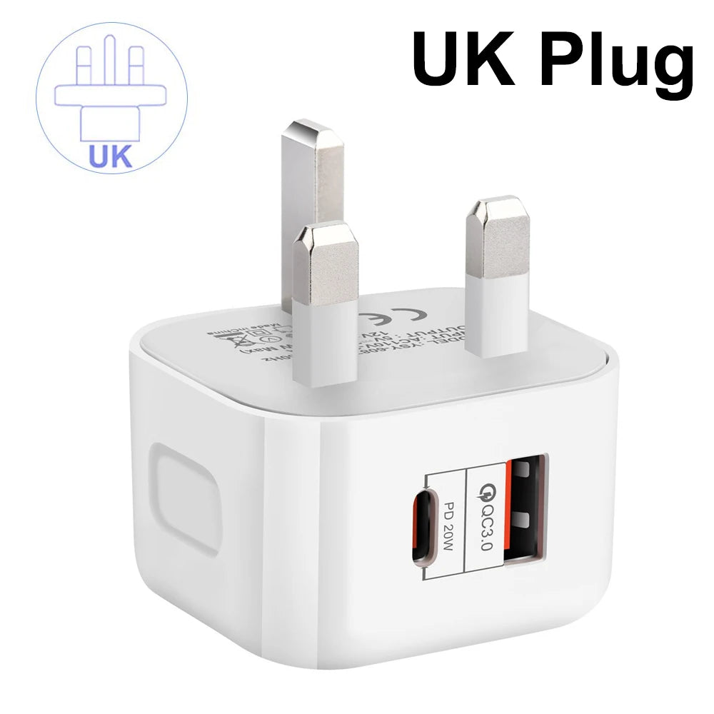 AuraPower Nano 20W Fast Charger – USB-C & USB-A Dual Port