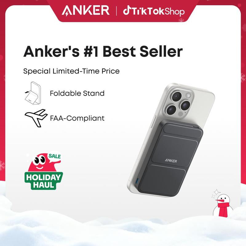 Anker 622 Magnetic Power Bank with Built-In Stand - 5000mAh Fast Charging for iPhone 17/16/15/14/13
