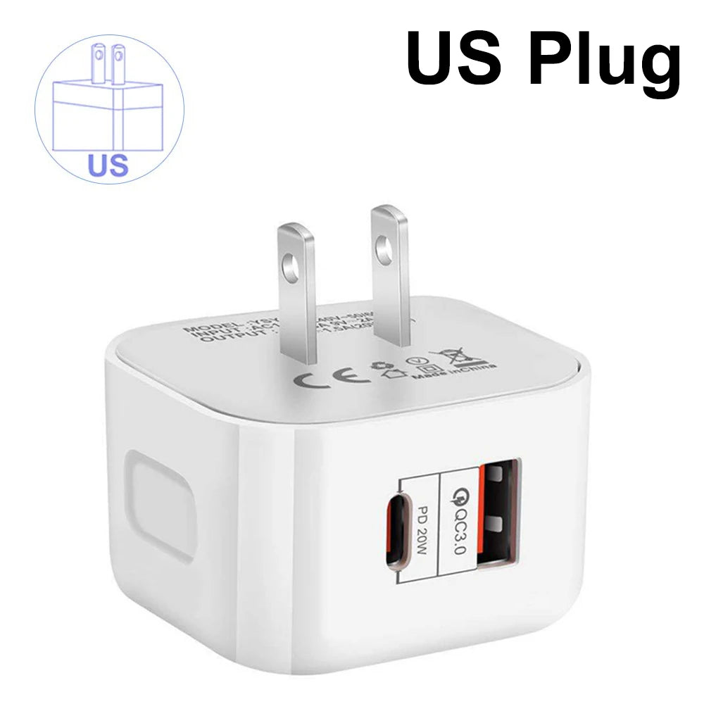AuraPower Nano 20W Fast Charger – USB-C & USB-A Dual Port