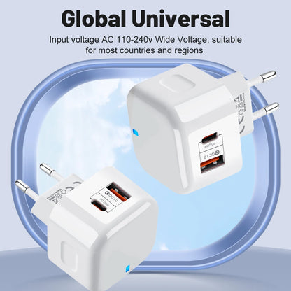 AuraPower Nano 20W Fast Charger – USB-C & USB-A Dual Port